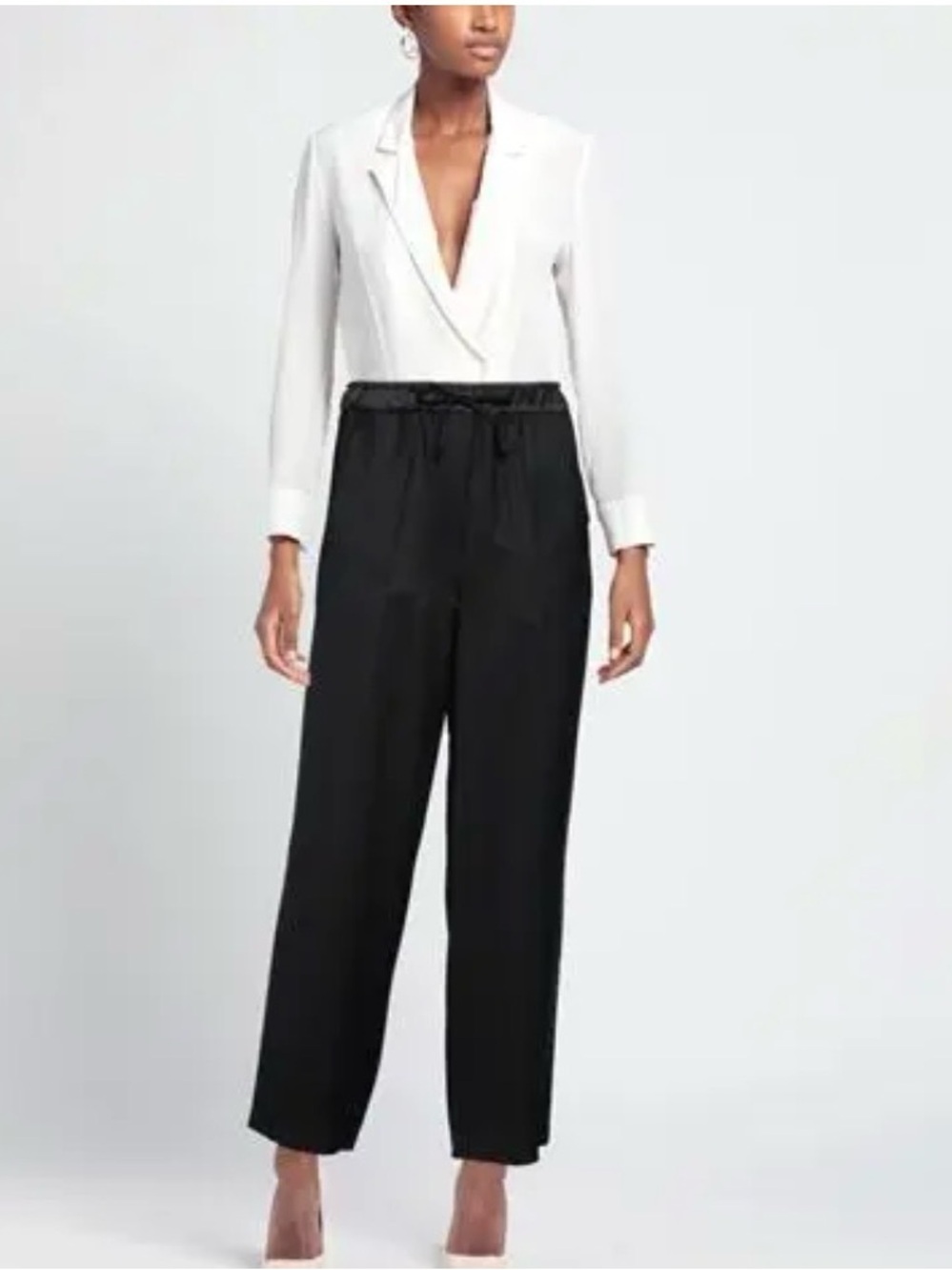 Sandro Black Drawstring Wide-Leg Trousers